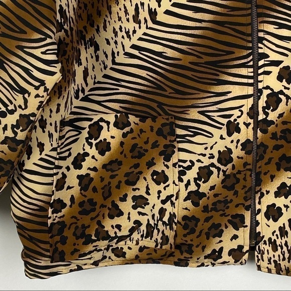 Wear On Earth Vintage Reversible Leopard Tiger Print Full Zip Jacket Women's L - Picture 7 of 13